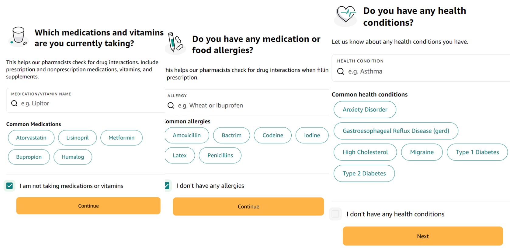 Profil-Einstellungen für Amazon Pharmacy Nutzer